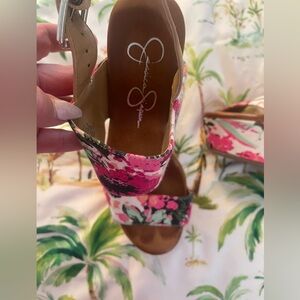 Jessica Simpson Pink and Green Floral Sandals